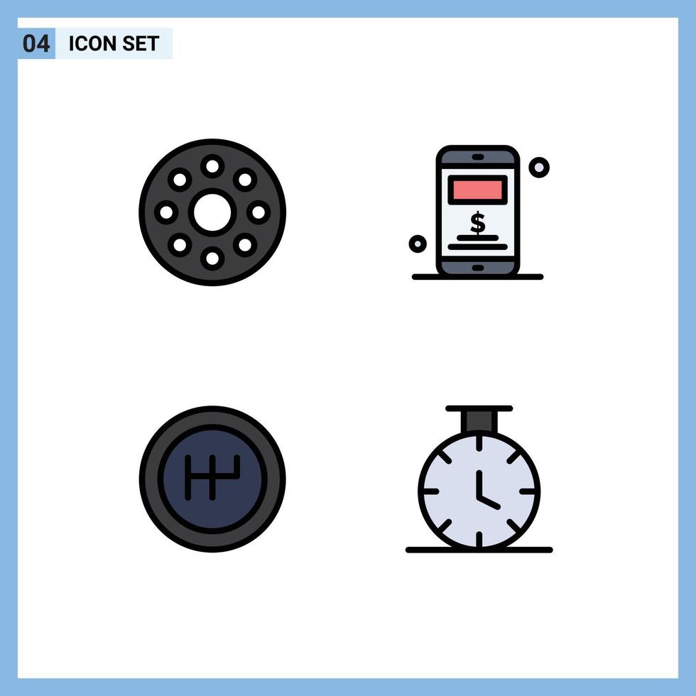 4 Creative Icons Modern Signs and Symbols of baby time mobile gearshift Editable Vector Design Elements