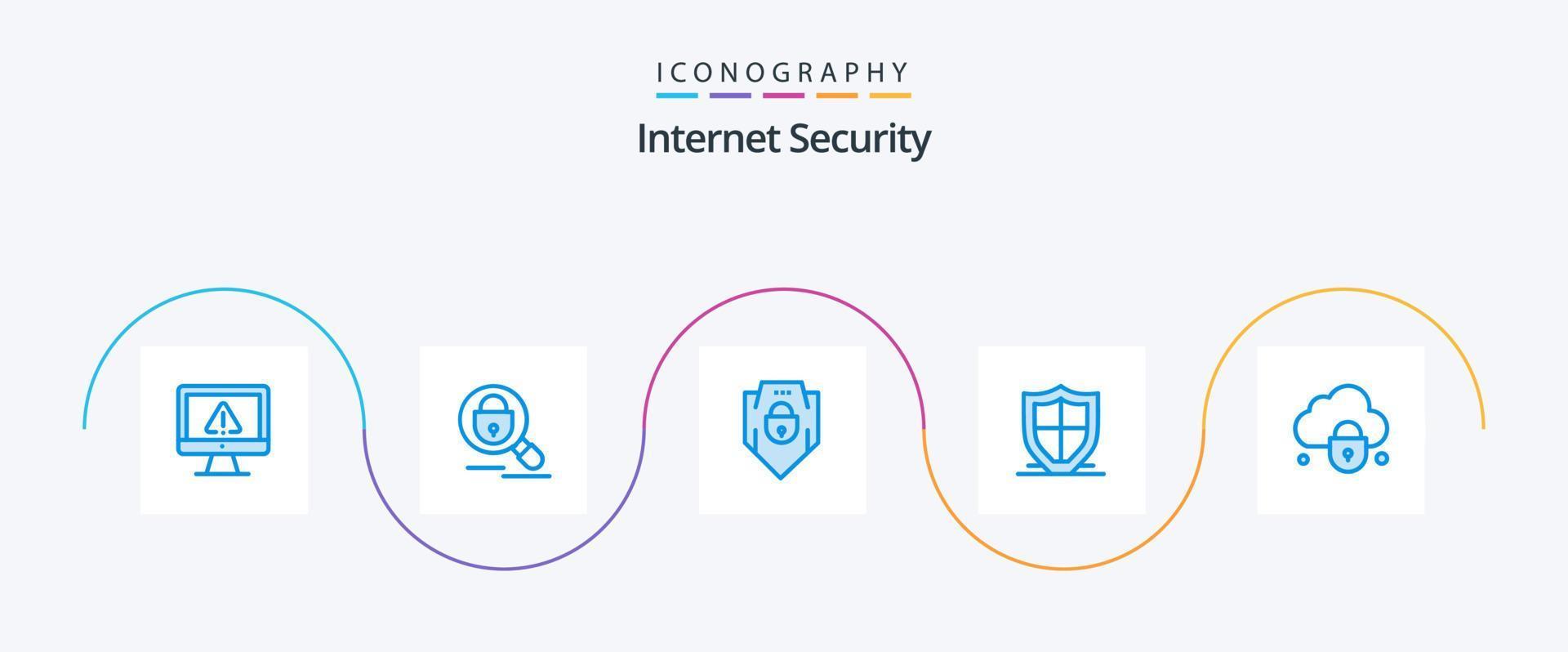Internet Security Blue 5 Icon Pack Including security. protection. internet. internet. web security vector