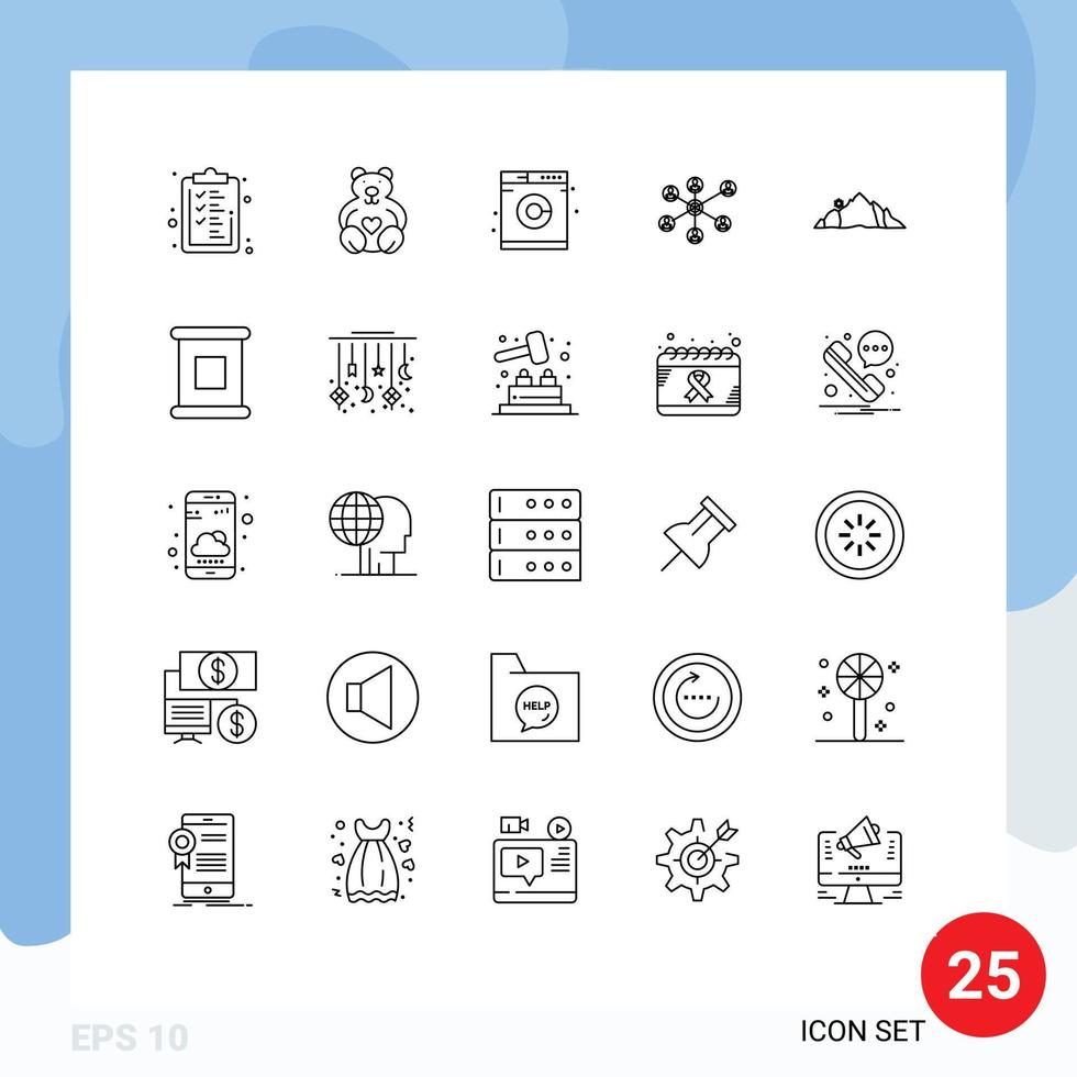 Group of 25 Modern Lines Set for nature hill laundry group internet Editable Vector Design Elements