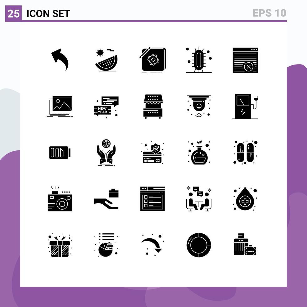 Set of 25 Modern UI Icons Symbols Signs for study learn design experiment design Editable Vector Design Elements