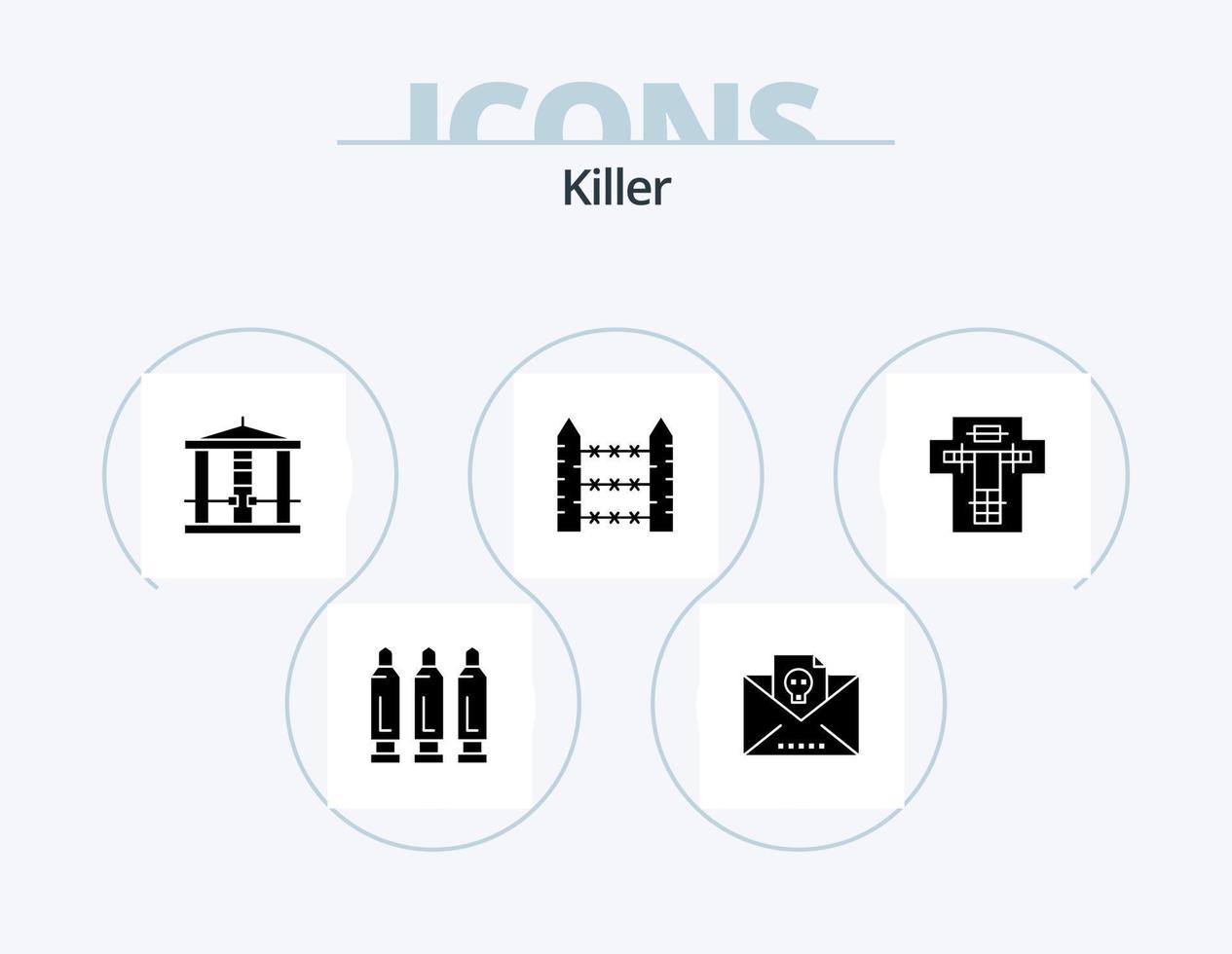 Killer Glyph Icon Pack 5 Icon Design. bed. signaling. decapitate. security. barbed vector