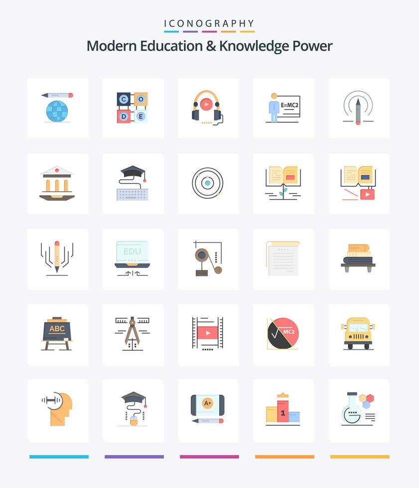 Creative Modern Education And Knowledge Power 25 Flat icon pack  Such As education. learining. course. room. class vector