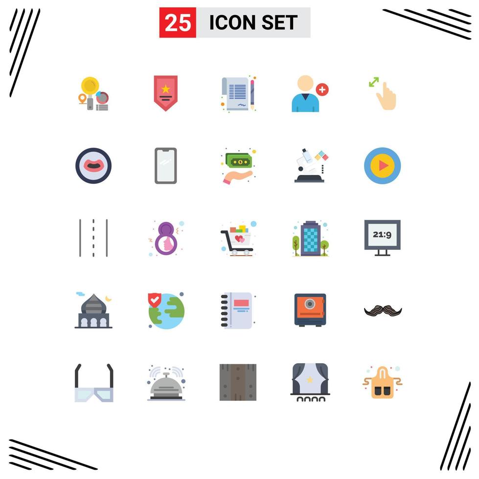universal icono símbolos grupo de 25 moderno plano colores de interfaz expandir contrato usuario seguir editable vector diseño elementos