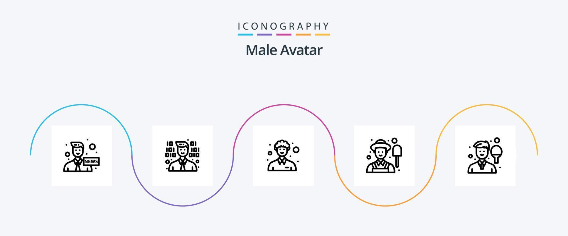 Male Avatar Line 5 Icon Pack Including sport. boy. male. avatar. male vector