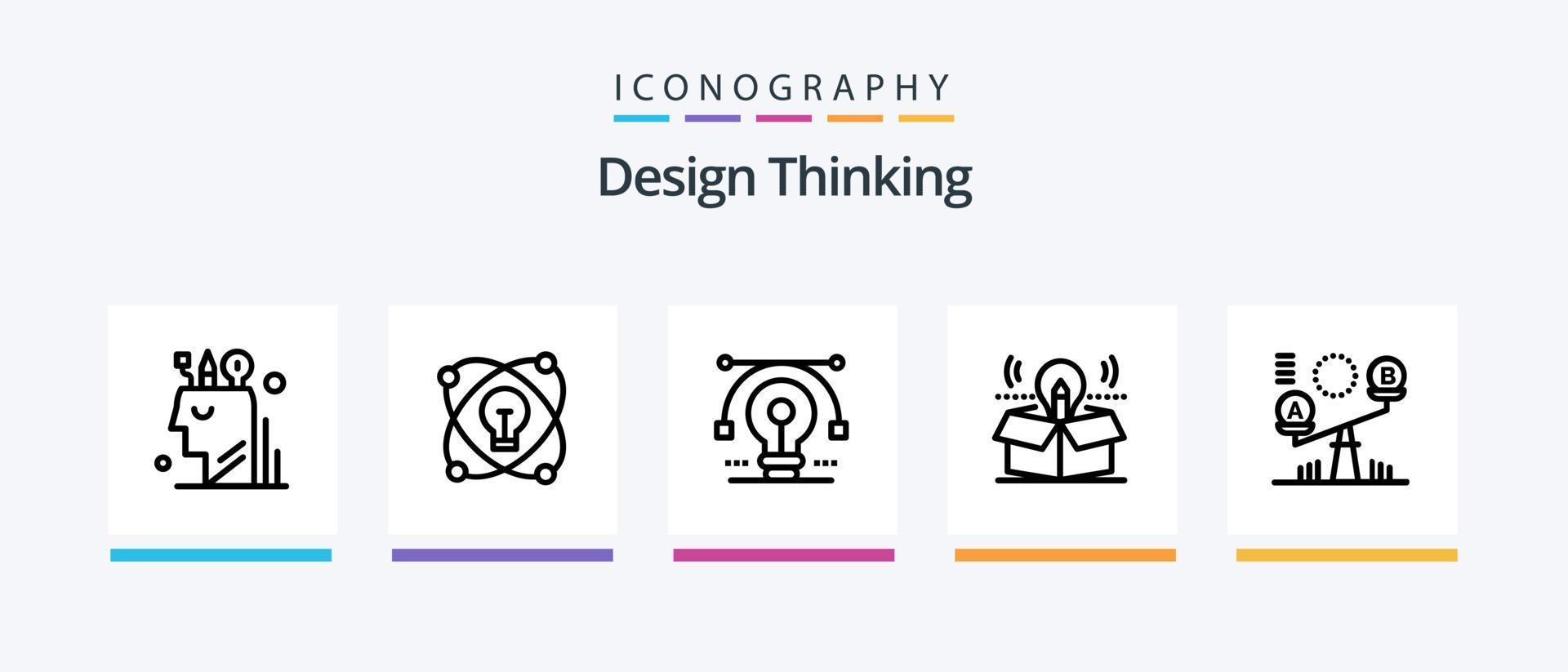 Design Thinking Line 5 Icon Pack Including lightd. idea. vector. scale. roller. Creative Icons Design vector