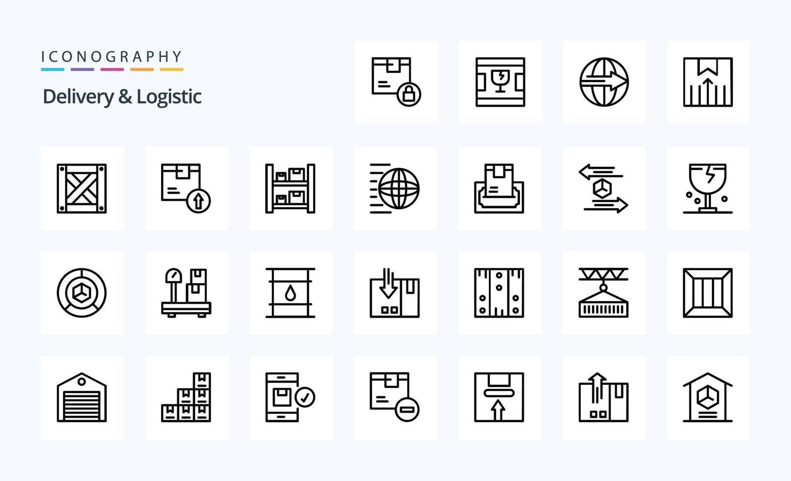 25 Delivery And Logistic Line icon pack vector