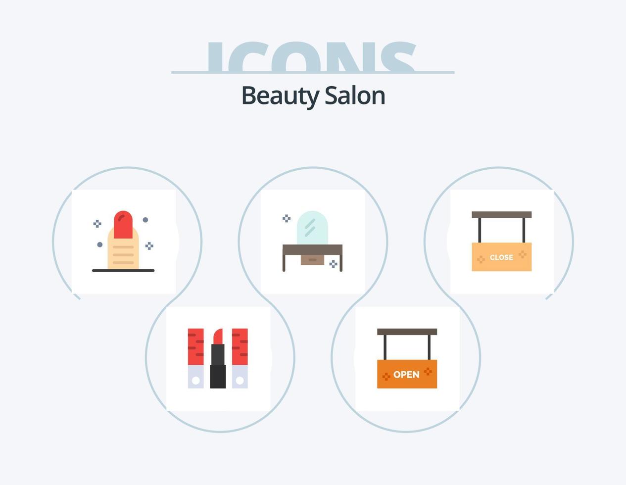 Beauty Salon Flat Icon Pack 5 Icon Design. mirror. drawer. open salon. bedroom. salon vector