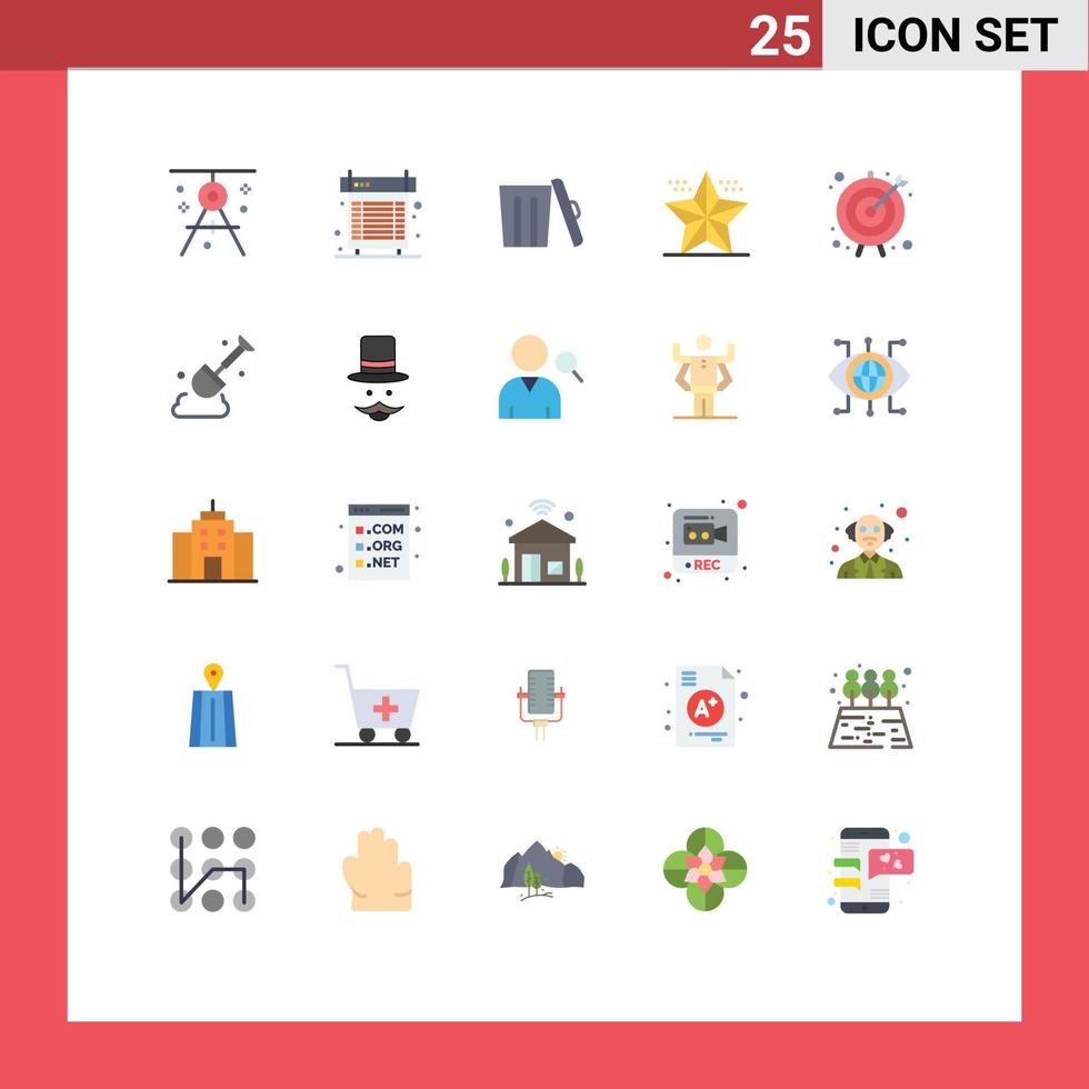 User Interface Pack of 25 Basic Flat Colors of holiday christmas heat celebration garbage Editable Vector Design Elements