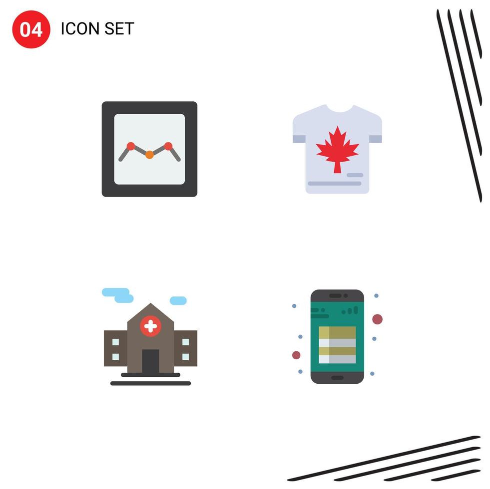 4 Creative Icons Modern Signs and Symbols of analytics building shirt leaf app Editable Vector Design Elements