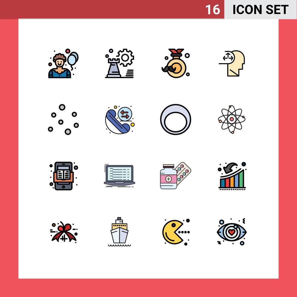 User Interface Pack of 16 Basic Flat Color Filled Lines of air man badge disorder label Editable Creative Vector Design Elements