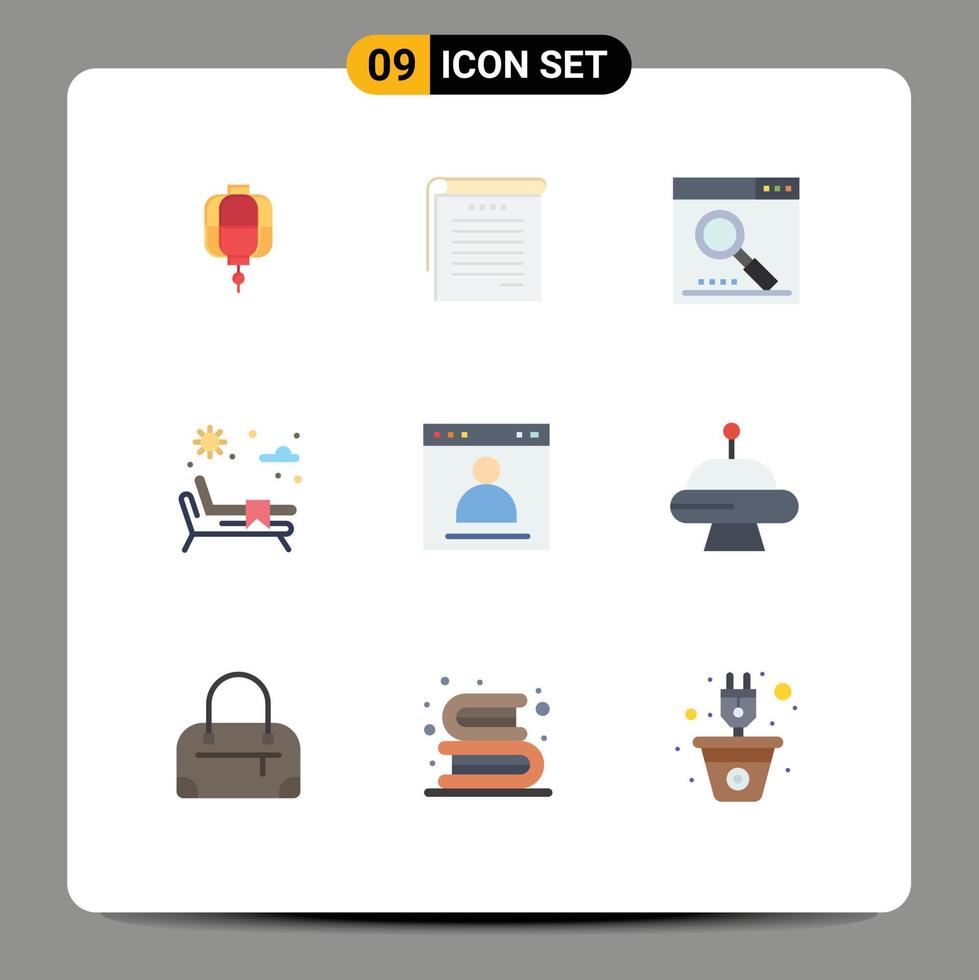 Modern Set of 9 Flat Colors and symbols such as interface water engine park search Editable Vector Design Elements
