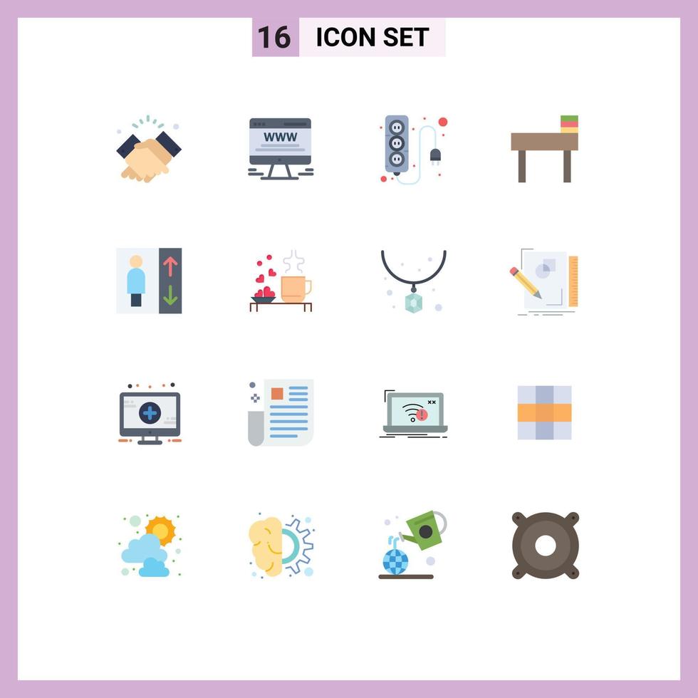 Modern Set of 16 Flat Colors Pictograph of group school web advert education power supply Editable Pack of Creative Vector Design Elements