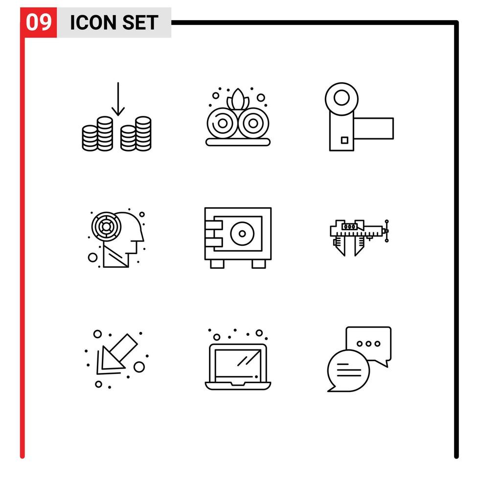 Stock Vector Icon Pack of 9 Line Signs and Symbols for locker money electronics deposit maze Editable Vector Design Elements