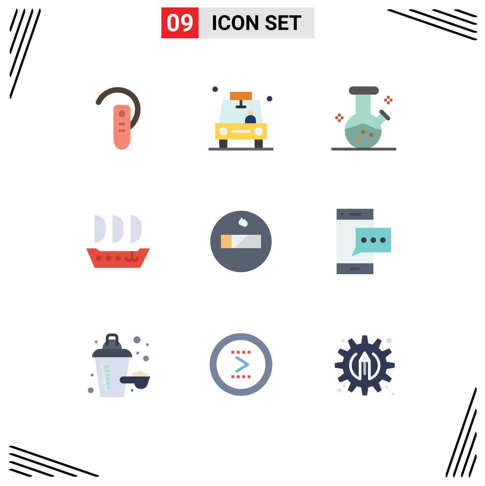 9 9 universal plano colores conjunto para web y móvil aplicaciones de fumar Embarcacion alfiler pez vela poción editable vector diseño elementos