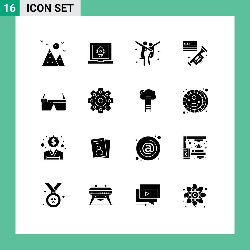 dieciséis creativo íconos moderno señales y símbolos de lentes americano celebracion alabar bandera editable vector diseño elementos