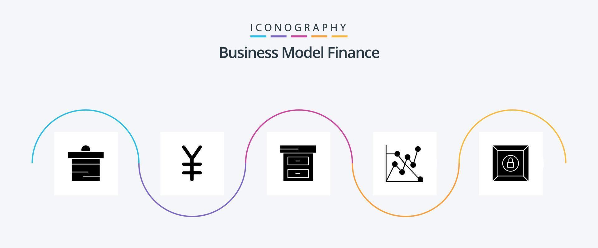 Finanzas glifo 5 5 icono paquete incluso . producto. negocio. cerrar con llave. grafico vector