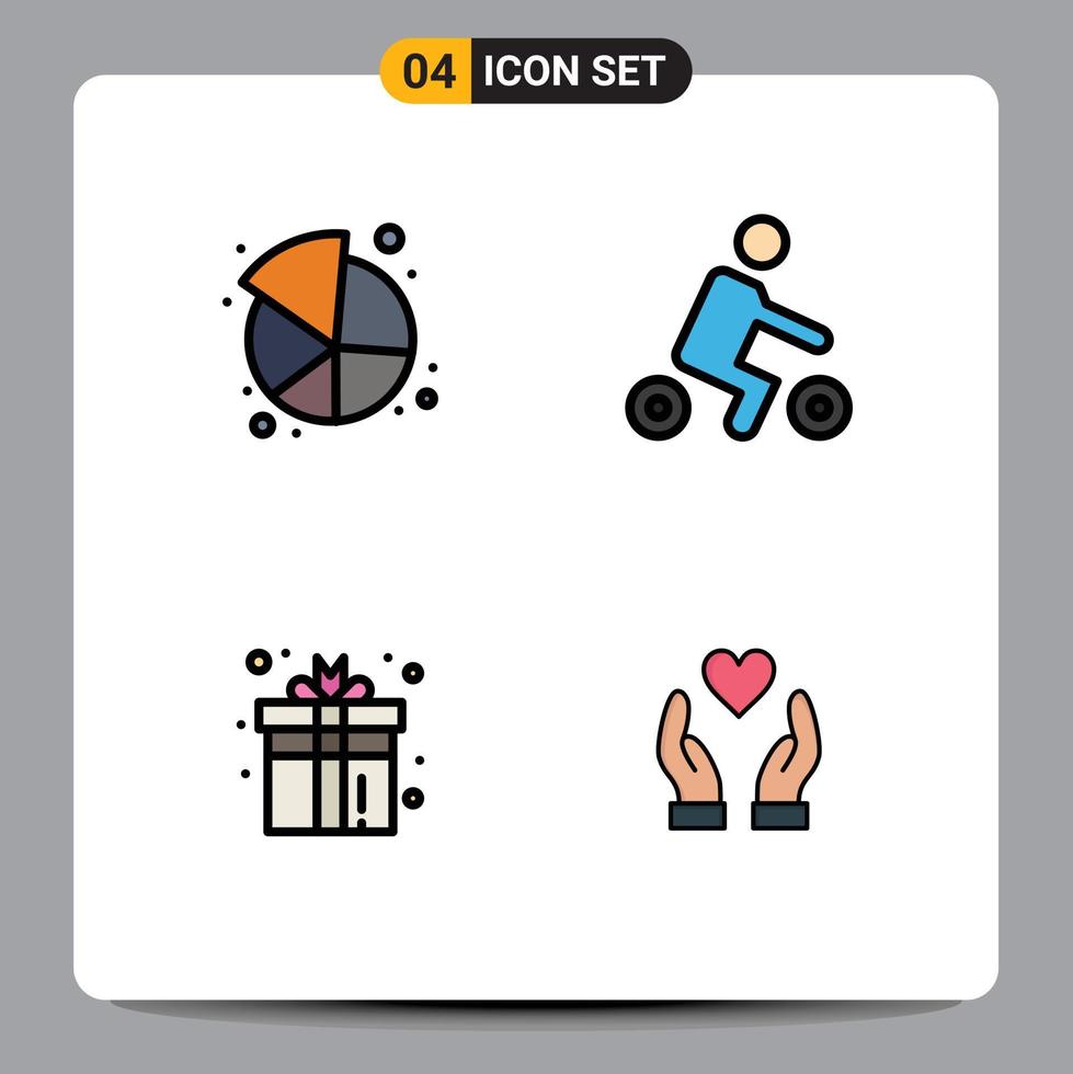 Universal Icon Symbols Group of 4 Modern Filledline Flat Colors of chart box share sport game Editable Vector Design Elements