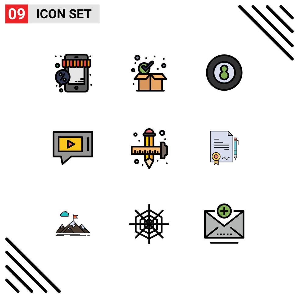 Modern Set of 9 Filledline Flat Colors and symbols such as service live box chat sport Editable Vector Design Elements