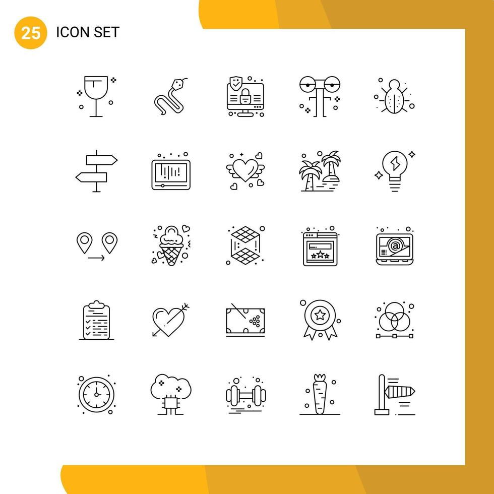 Modern Set of 25 Lines Pictograph of internet scary computer monster eyed Editable Vector Design Elements