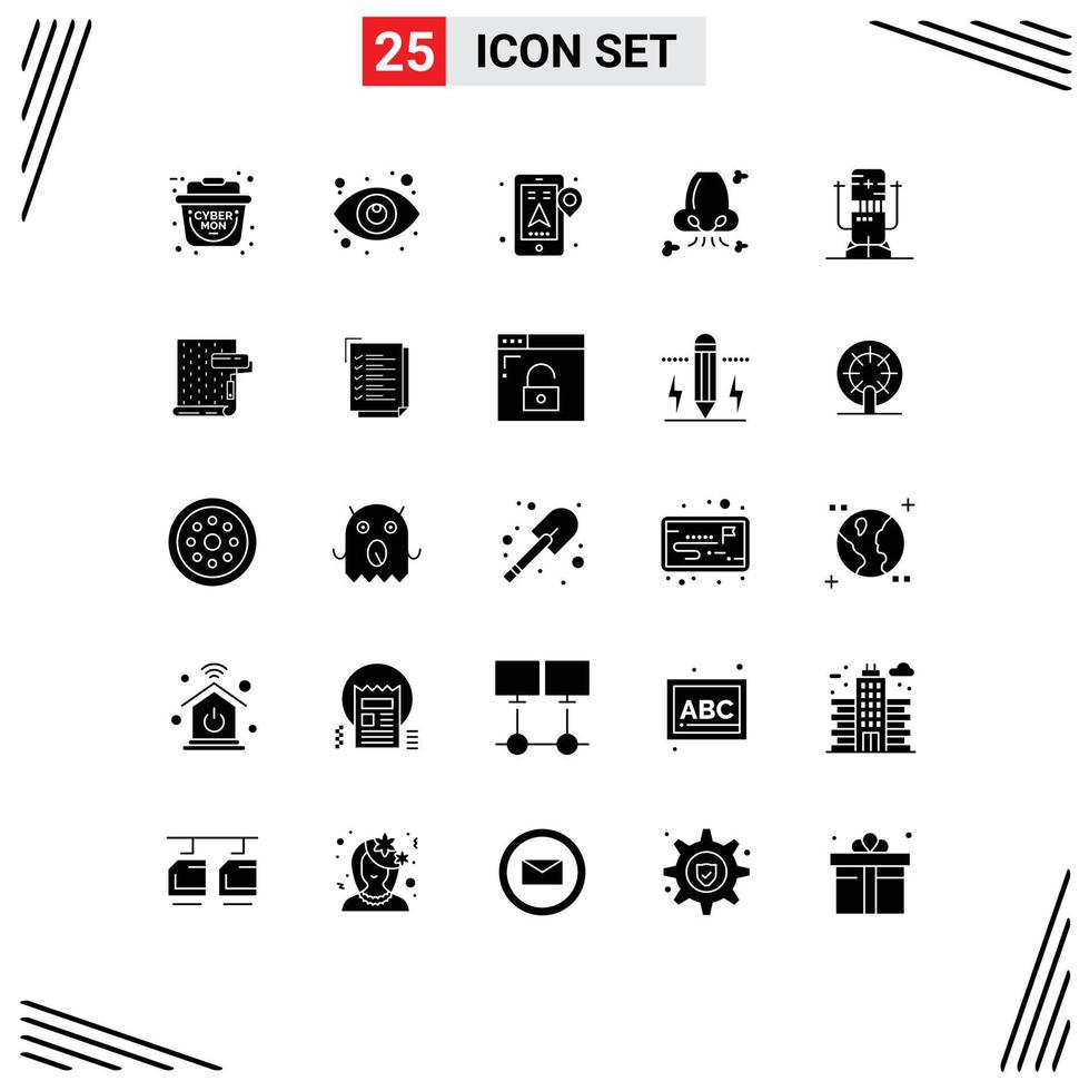 25 Creative Icons Modern Signs and Symbols of bot pollution location nose breathe Editable Vector Design Elements