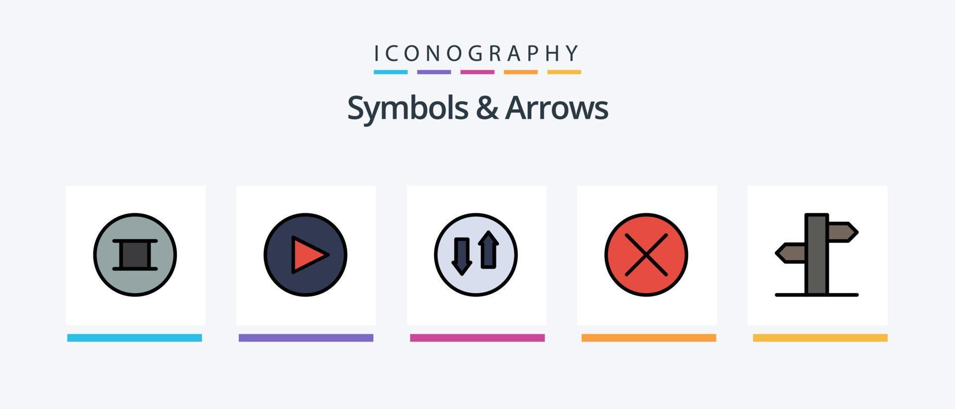 Symbols and Arrows Line Filled 5 Icon Pack Including signal. arrows. hippie. address. navigation. Creative Icons Design vector