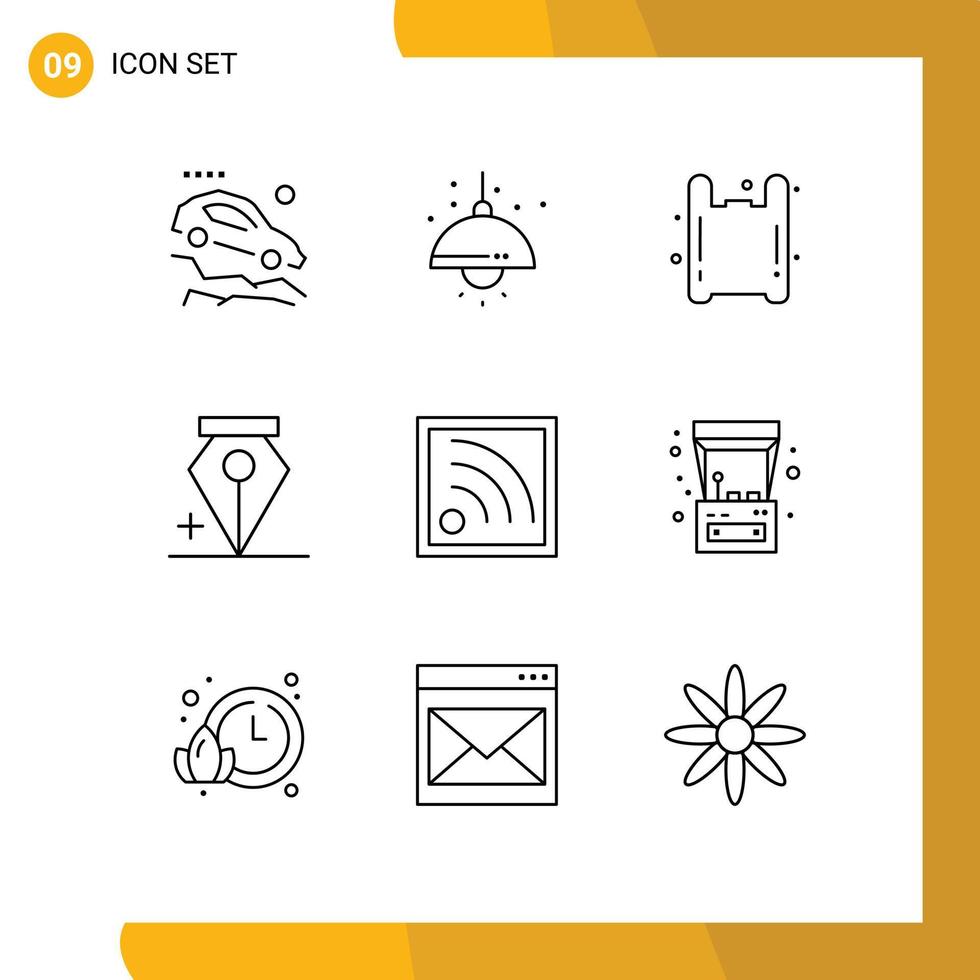 Set of 9 Modern UI Icons Symbols Signs for wifi connection bag pen add Editable Vector Design Elements