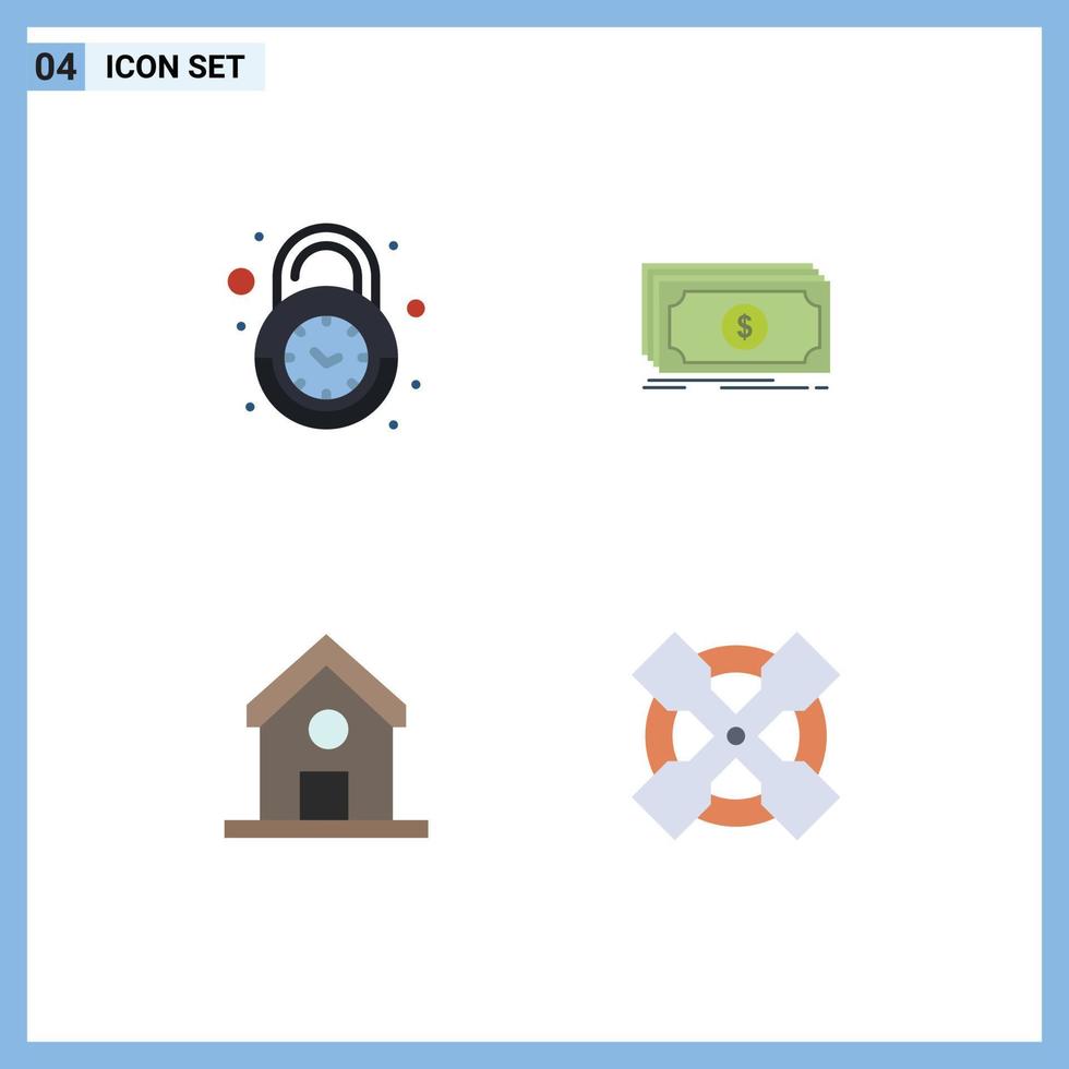 Set of 4 Modern UI Icons Symbols Signs for alarm education secure fund school Editable Vector Design Elements