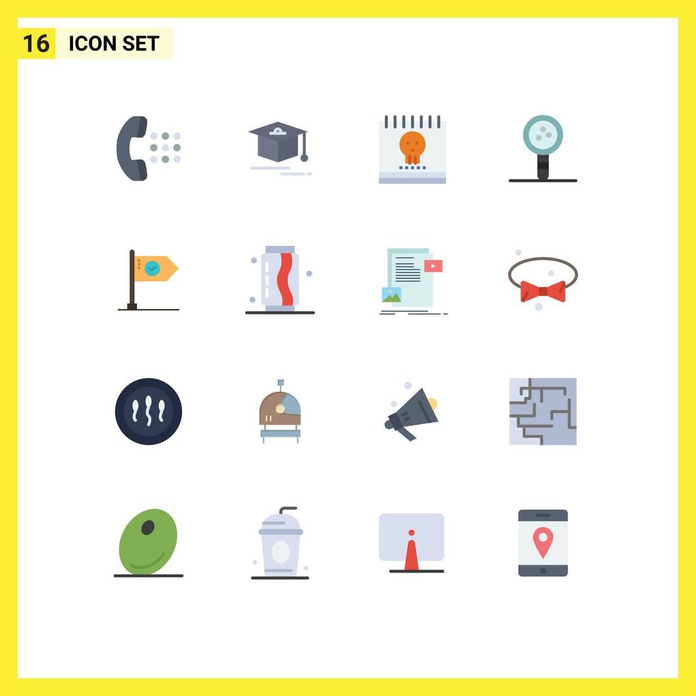 Pictogram Set of 16 Simple Flat Colors of success laboratory ghost knowledge biology Editable Pack of Creative Vector Design Elements