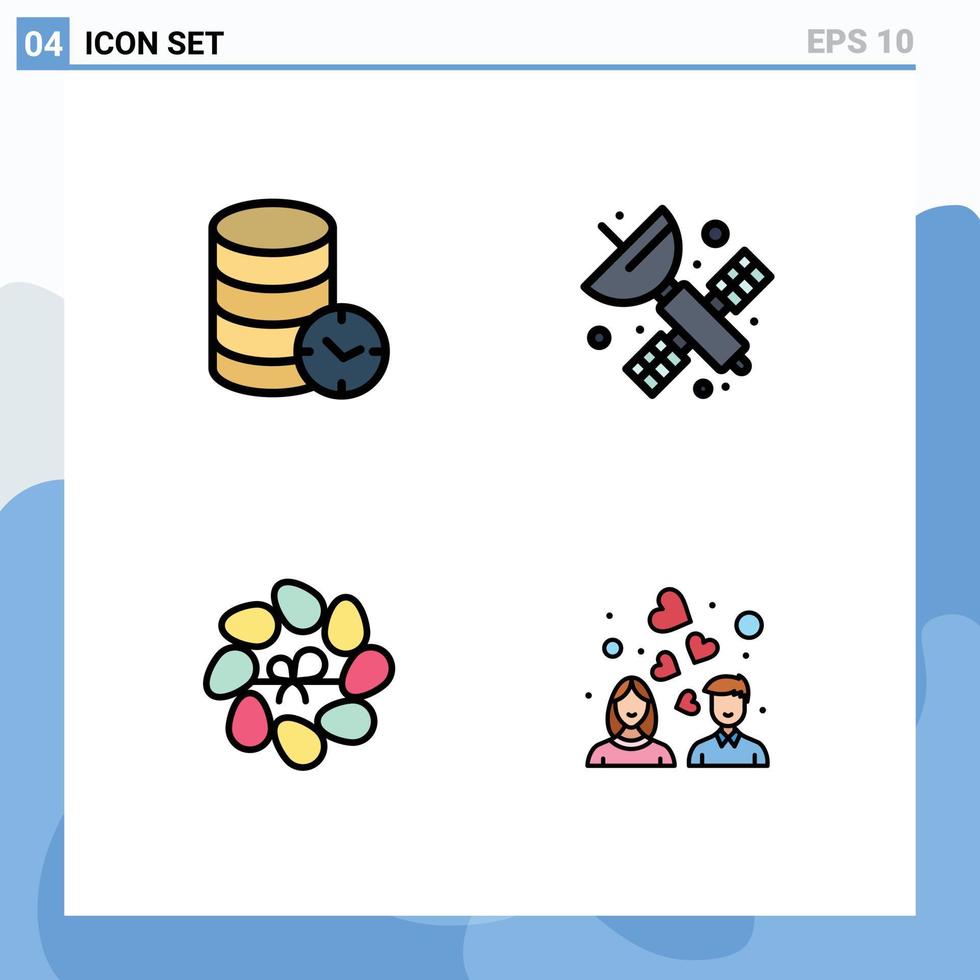 4 4 línea de relleno plano color concepto para sitios web móvil y aplicaciones hospedaje decoración web artificial flor editable vector diseño elementos