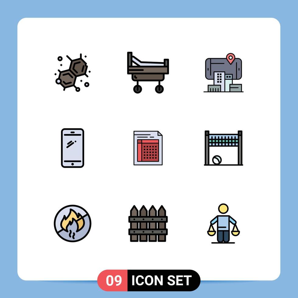 Set of 9 Modern UI Icons Symbols Signs for document audit technology iphone mobile Editable Vector Design Elements