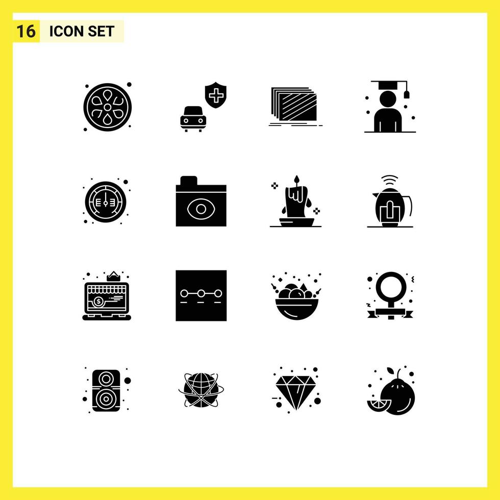 Set of 16 Modern UI Icons Symbols Signs for internet student layout scholar graduate Editable Vector Design Elements