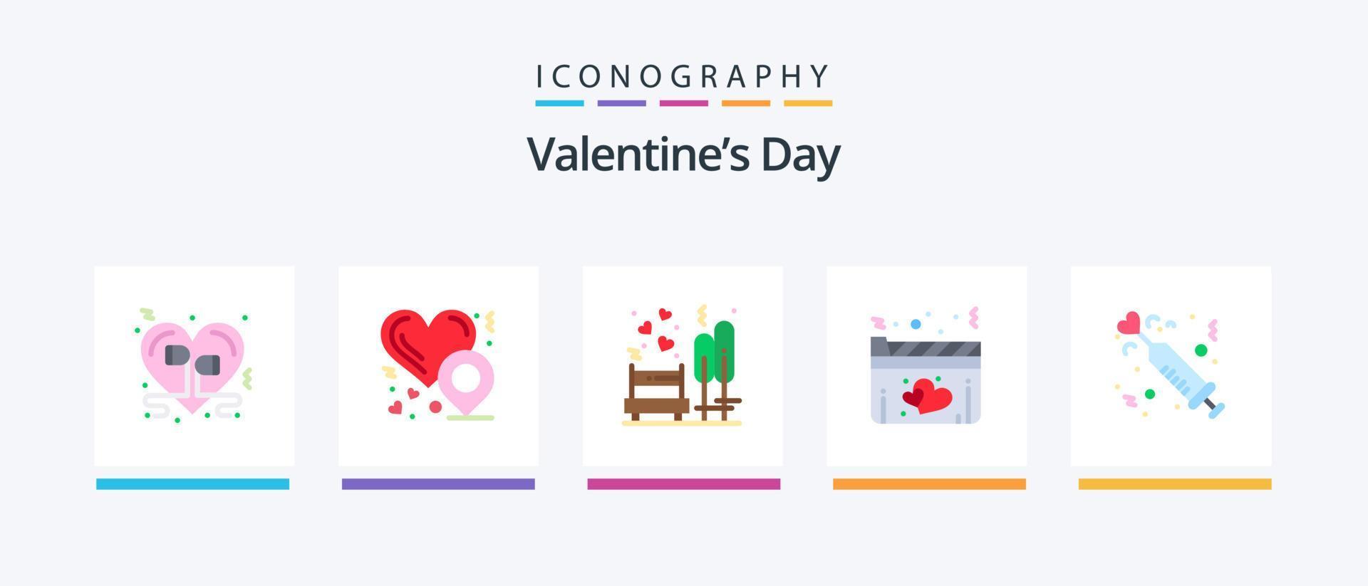 Valentines Day Flat 5 Icon Pack Including drug. love. love. heart. tree. Creative Icons Design vector