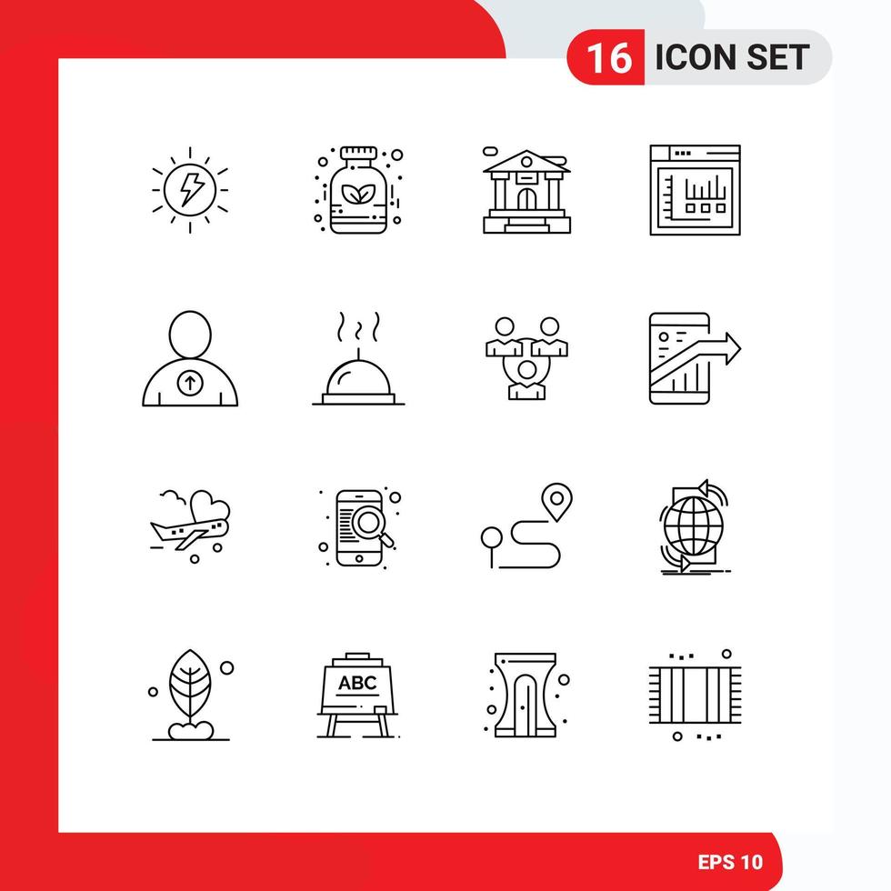 Pack of 16 Modern Outlines Signs and Symbols for Web Print Media such as user avatar bank static internet Editable Vector Design Elements