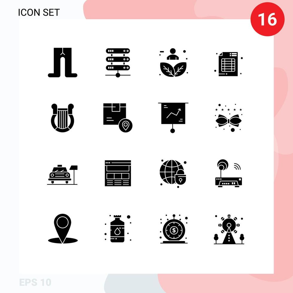 Universal Icon Symbols Group of 16 Modern Solid Glyphs of greece business harmony branding audit Editable Vector Design Elements