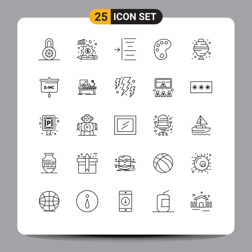 Set of 25 Modern UI Icons Symbols Signs for education sweet left food paint Editable Vector Design Elements