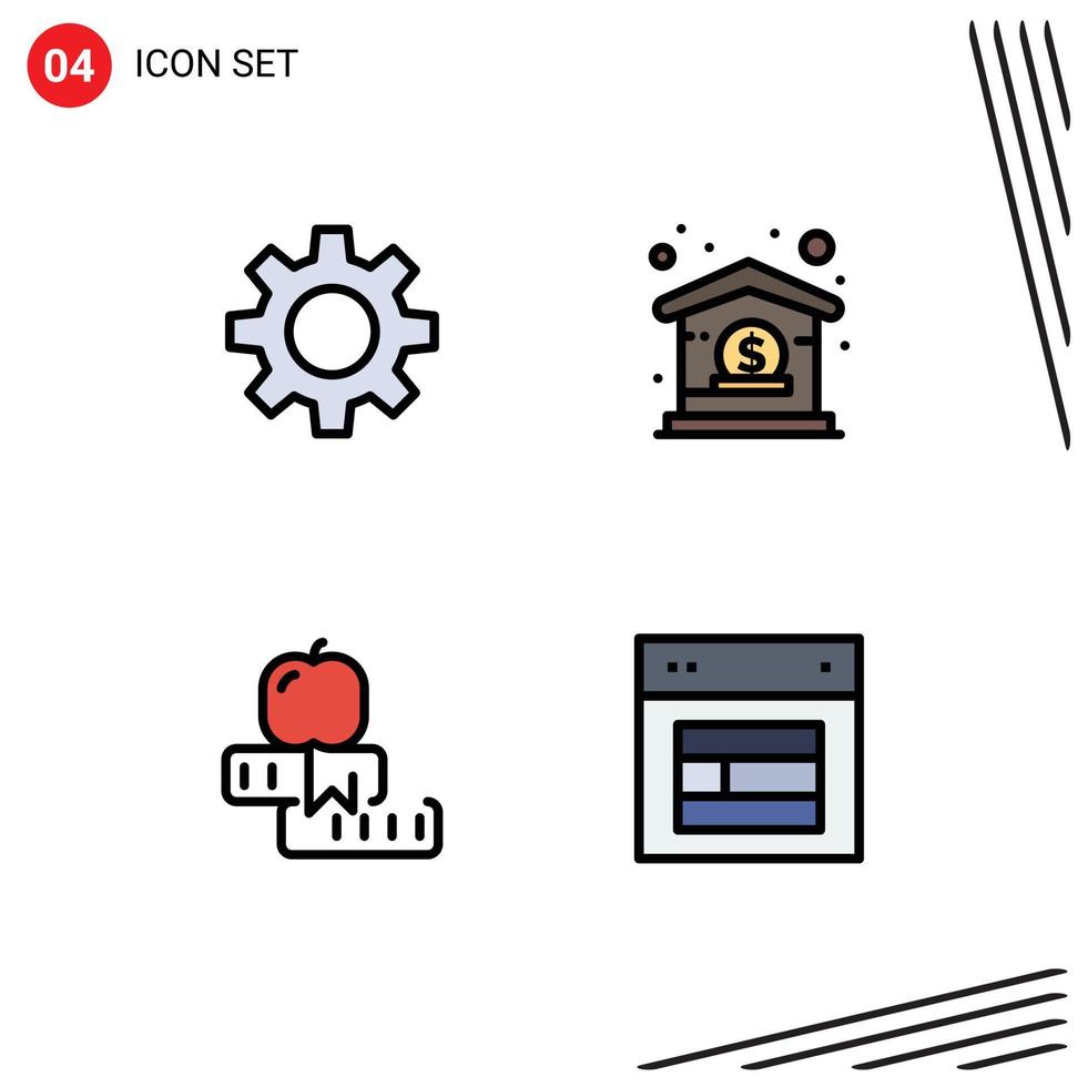 Set of 4 Modern UI Icons Symbols Signs for romz school bank management university Editable Vector Design Elements