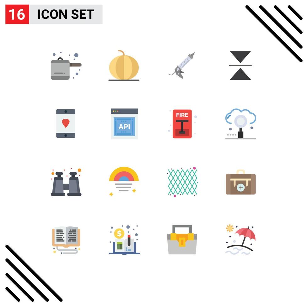 16 Thematic Vector Flat Colors and Editable Symbols of heart cellphone gun vertical flip Editable Pack of Creative Vector Design Elements