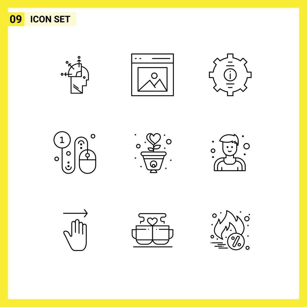 Mobile Interface Outline Set of 9 Pictograms of pay buy user business service Editable Vector Design Elements