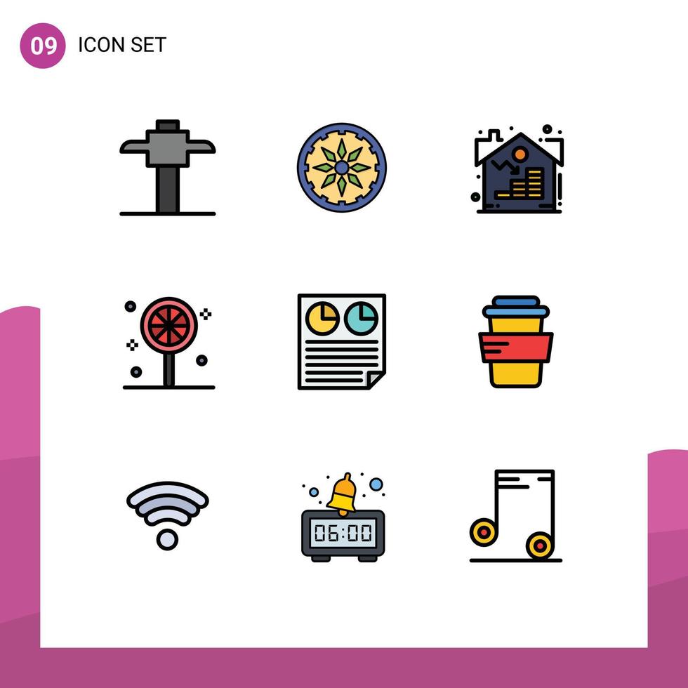 9 Creative Icons Modern Signs and Symbols of glass pie asset page data Editable Vector Design Elements
