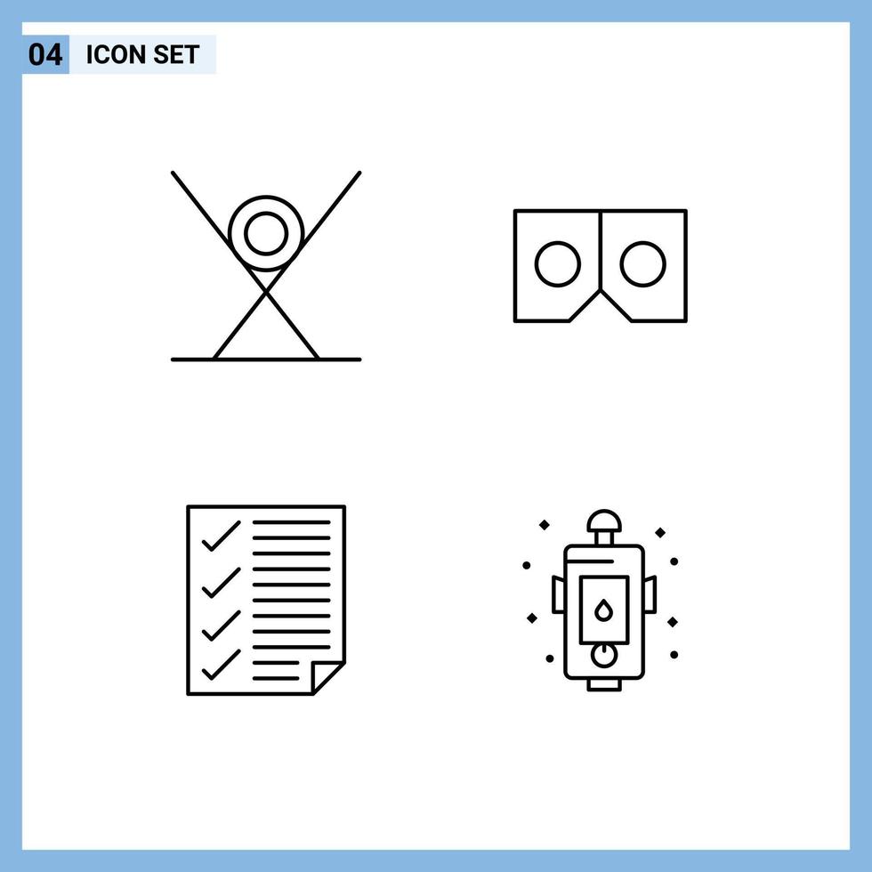 Pictogram Set of 4 Simple Filledline Flat Colors of drink data kitchen vr page Editable Vector Design Elements