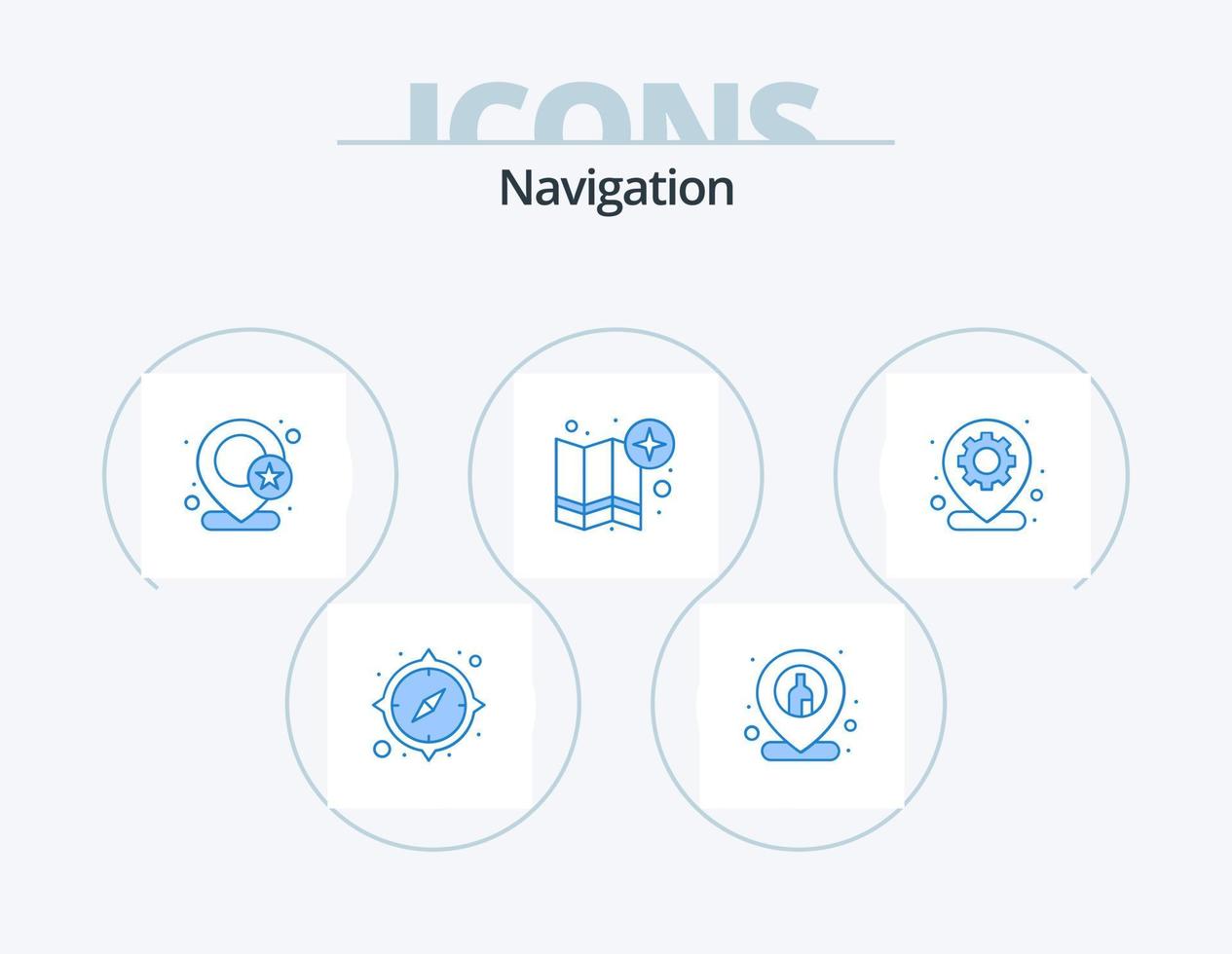 Navigation Blue Icon Pack 5 Icon Design. map. point. geo. gps. map vector