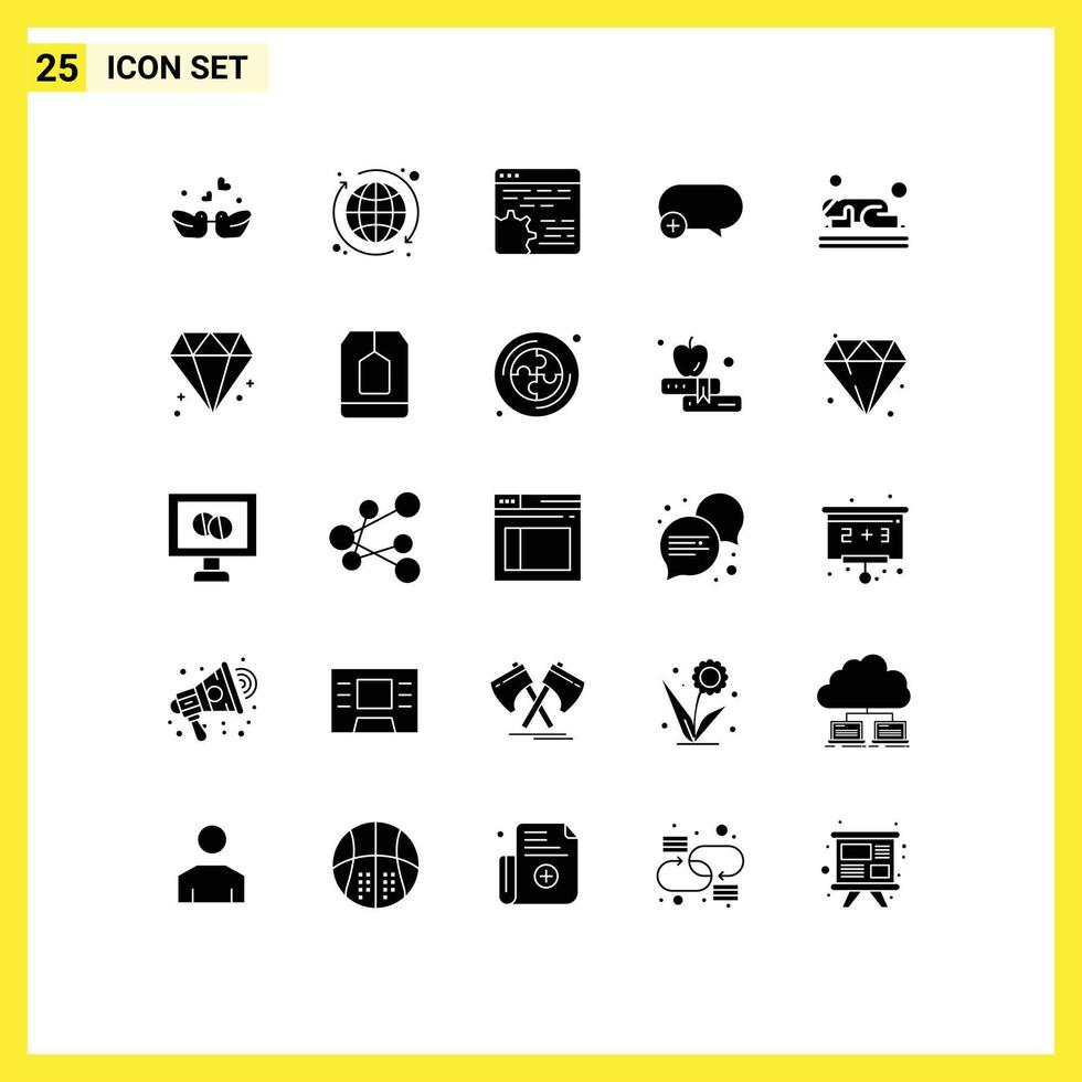 Set of 25 Modern UI Icons Symbols Signs for muslim add code message chat Editable Vector Design Elements