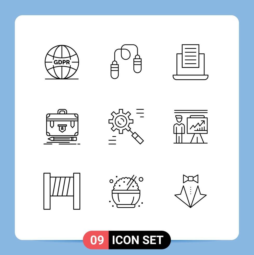 Modern Set of 9 Outlines and symbols such as corporate portfolio laptop management business Editable Vector Design Elements