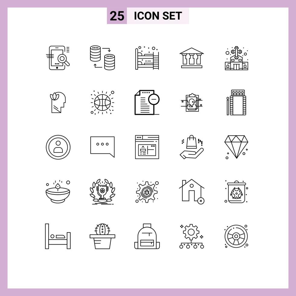 Modern Set of 25 Lines and symbols such as building building storage bank furniture Editable Vector Design Elements
