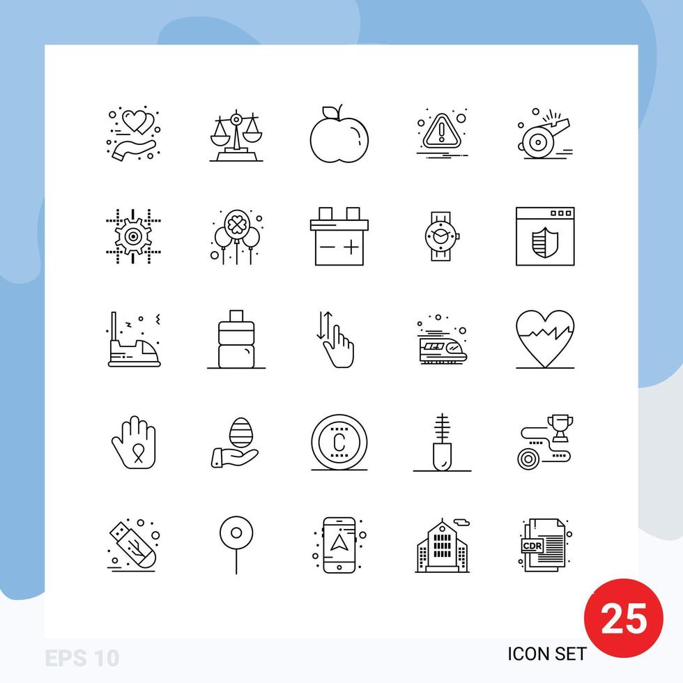 Group of 25 Modern Lines Set for soccer coach apple whistle error Editable Vector Design Elements
