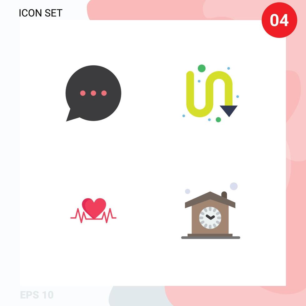 Modern Set of 4 Flat Icons and symbols such as bubble heart arrows turning home Editable Vector Design Elements