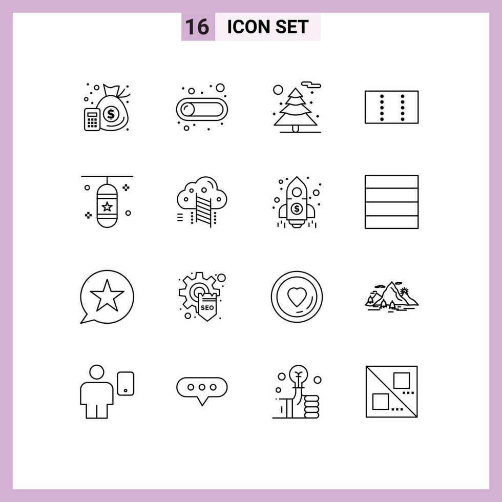 Pictogram Set of 16 Simple Outlines of sports punching box nature punching bag minimize Editable Vector Design Elements