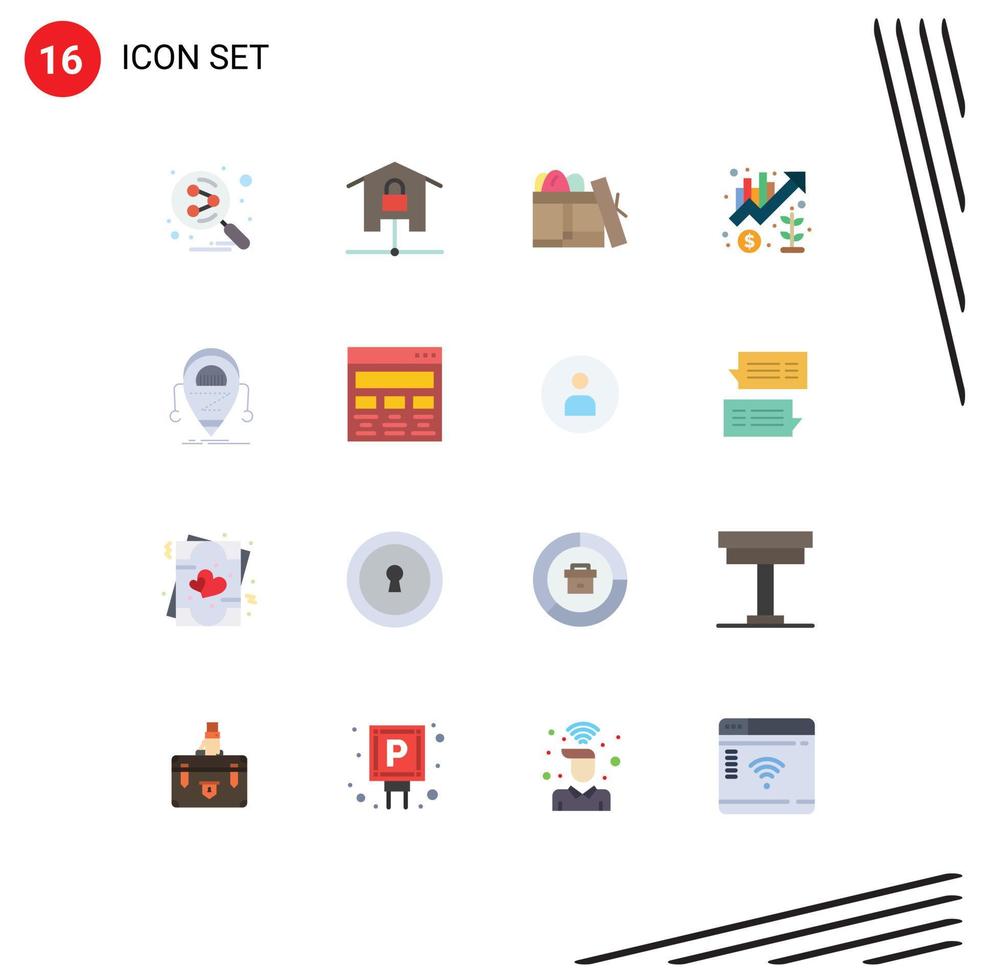 Pictogram Set of 16 Simple Flat Colors of up management smart home growth day Editable Pack of Creative Vector Design Elements
