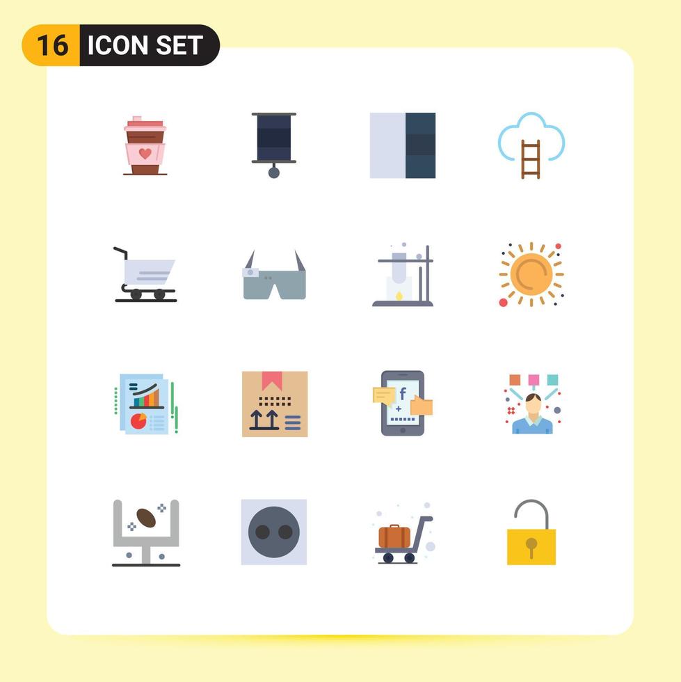 Set of 16 Vector Flat Colors on Grid for trolley cart grid prize game Editable Pack of Creative Vector Design Elements
