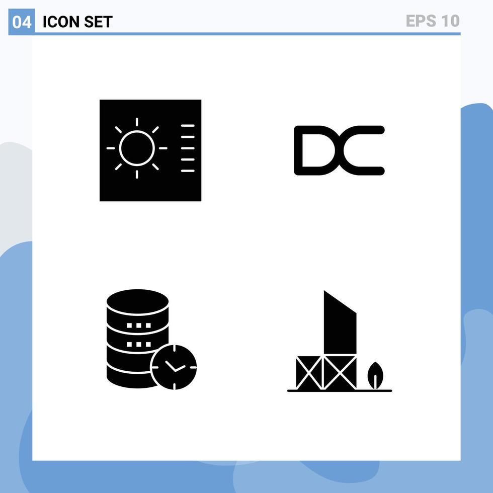 4 Universal Solid Glyph Signs Symbols of control service decent crypto currency watch Editable Vector Design Elements